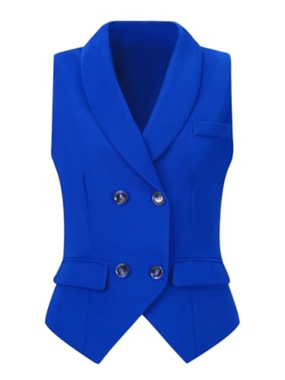 Women's Double Breasted Suit Vest Waistcoat with Shawl Collar - Adjustable Back